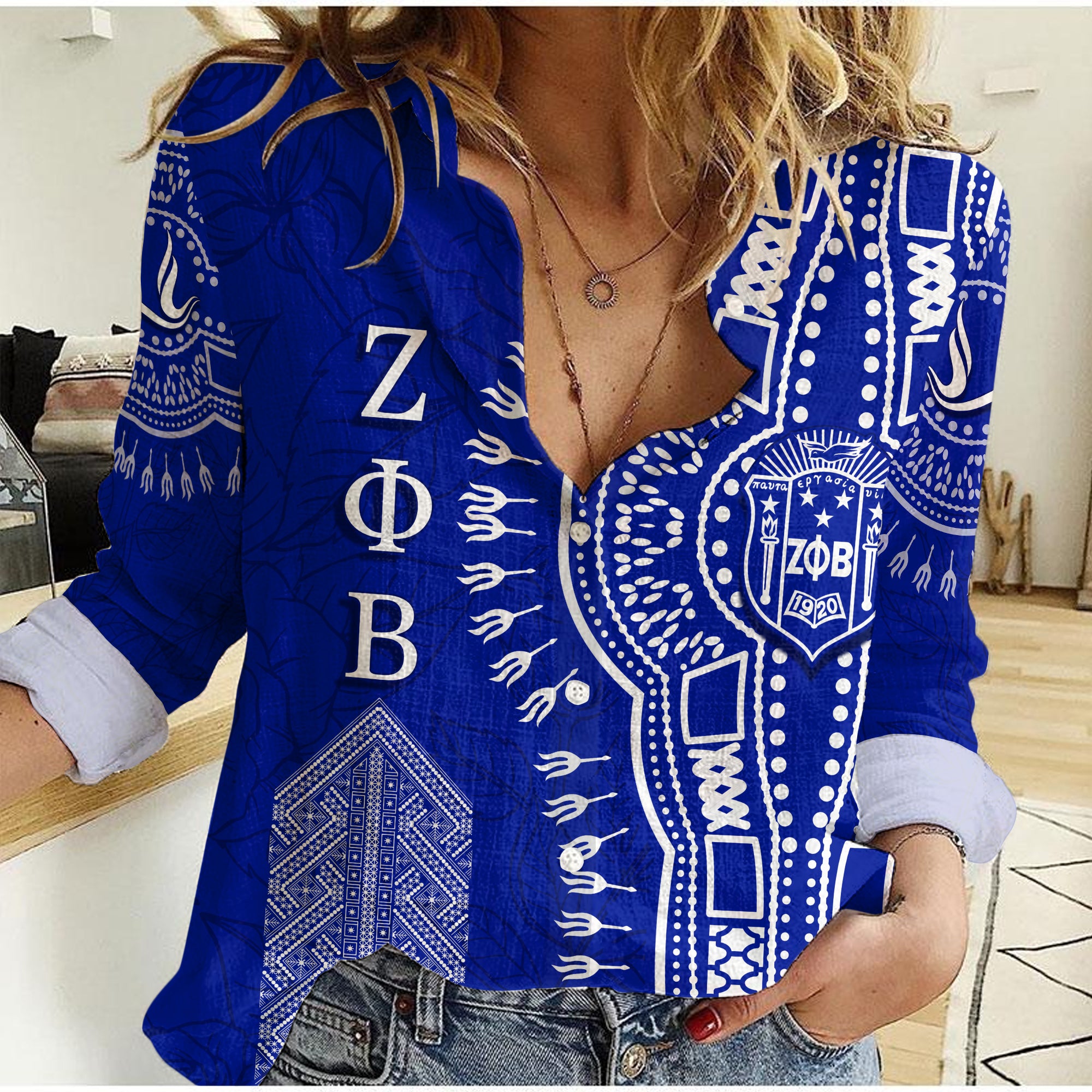 Zeta Phi Beta Personalized Women Casual Shirt Zphib Dashiki Design Lt7