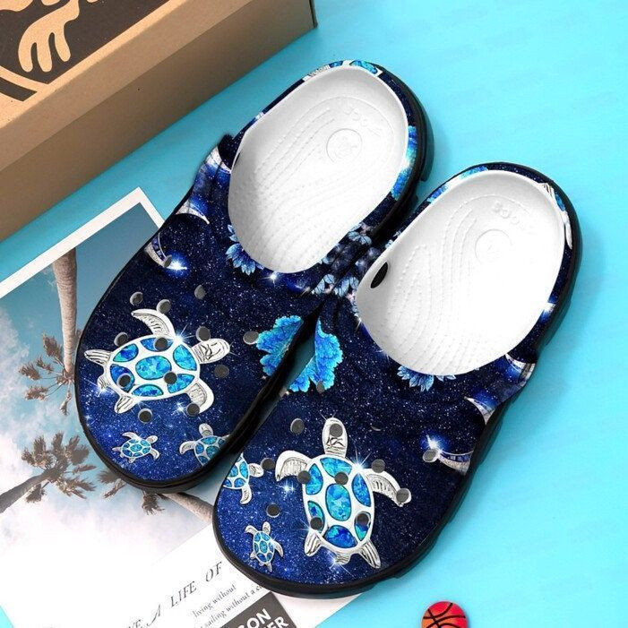 Sea Turtle Green Ocean Rubber Crocs Clog Shoes Comfy Footwear