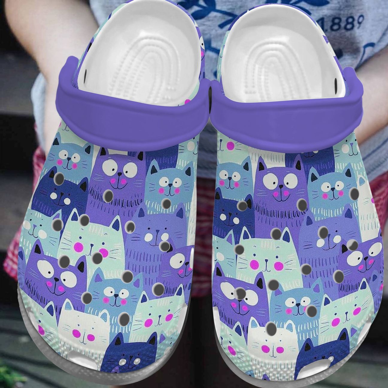 Cat Personalized Clog, Custom Name, Text, Color, Number Fashion Style For Women, Men, Kid, Print 3D Purple Cats