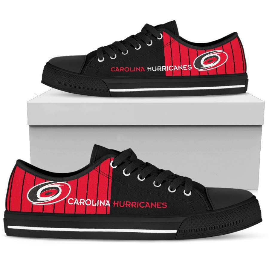 Cool Simple Design Vertical Stripes Carolina Hurricanes Low Top Shoes