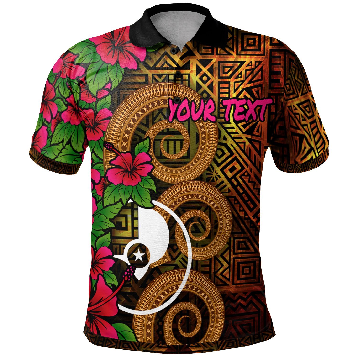 Yap Micronesia Custom Personalised Polo Shirt – Hibiscus Vintage – BN12