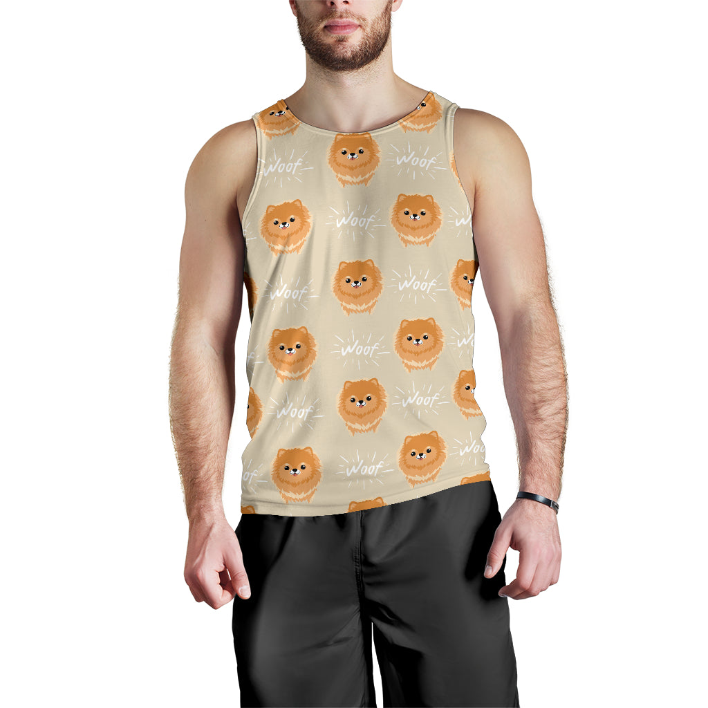 Cute Brown Pomeranian Puppy Men Tank Top