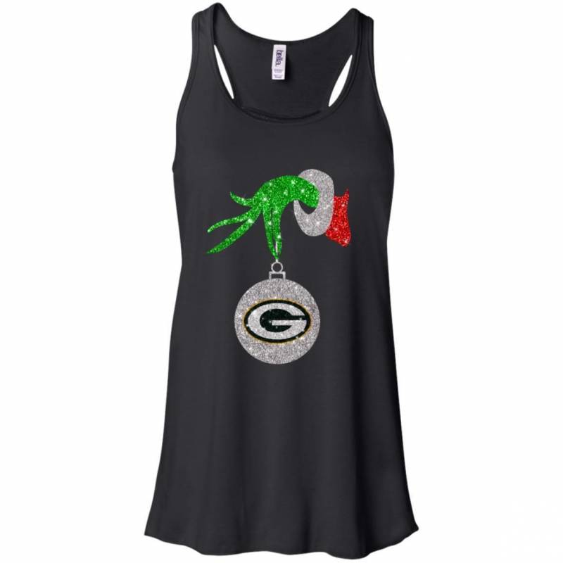 Green Bay Packers Glitter Grinch Monogram Ornament Christmas Gift Racerback Tank