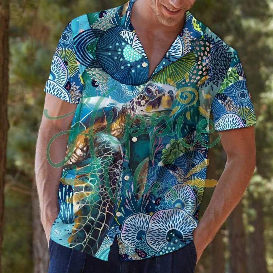 Turtle Coral Hawaiian Shirt Ha45847