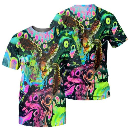 Colorful Pattern Sea Turtle 3D All Over Printed Shirts For Men And Women Turtle Lovers, Gift For Men Gift For Women Gift For Turtle Lover Friend 3D Shirts