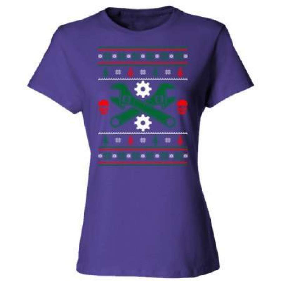 AGR Mechanic Ugly Christmas Sweater Xmas – Ladies’ Cotton T-Shirt