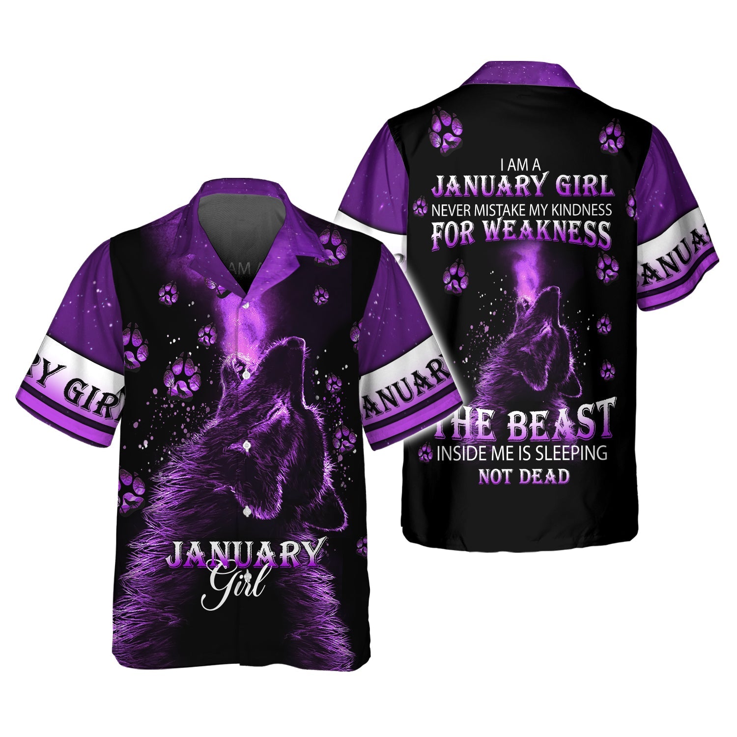 January Girl Hawaii Shirt Pink Wolf The Beast Inside Me Ha56490