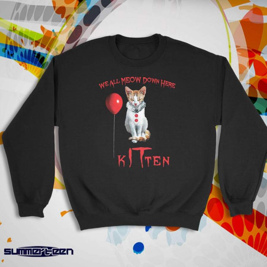 We All Meow Down Here Clown Cat Kitten It Halloween Women’S Sweatshirt