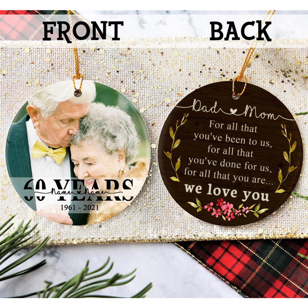 Personalized 55 Year Anniversary Gift For Parents, 55Th Anniversary Ornament, Christmas Gift For Parents Ornament