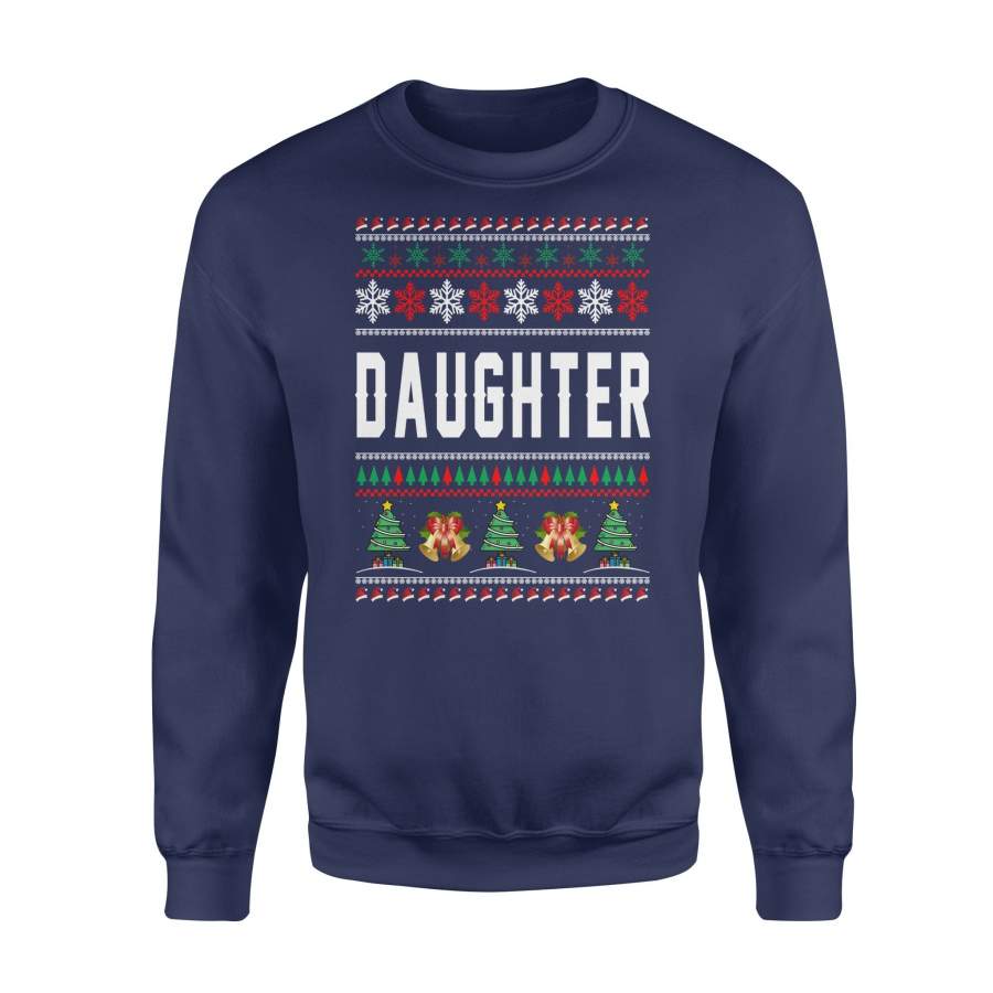 Daughter Ugly Christmas Family Jingle Bells Hat Snowflakes Christmas Tree Holiday Christmas X-Mas Sweatshirt T Shirt Christmas Gift Ideas