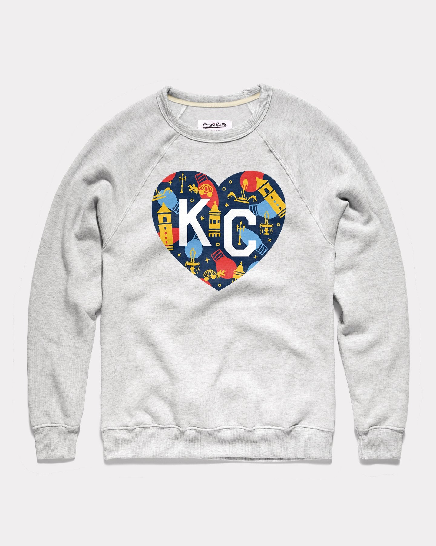 Kansas City Plaza Lights Kc Heart Holidays 2021 Vintage Ash Grey Crewneck Sweatshirt