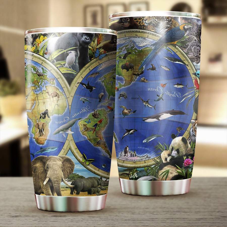 Animal Map    Insulated Stainless Steel Tumbler Cup