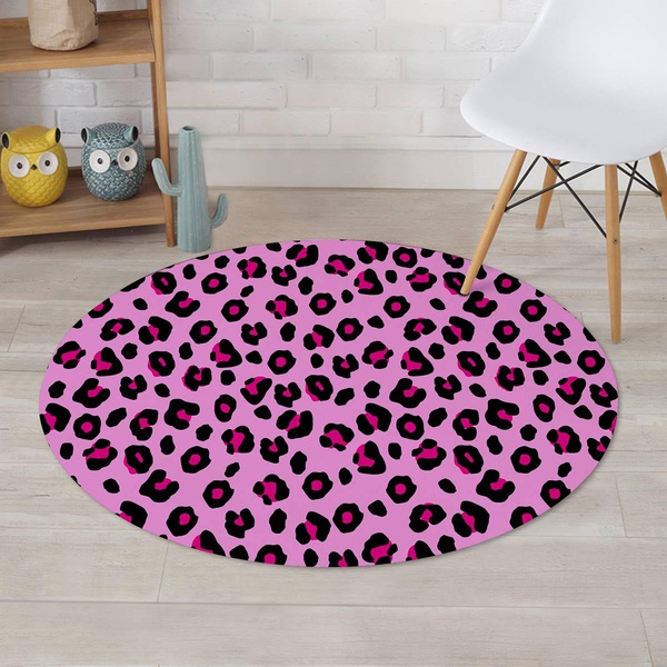 Pink Leopard Round Rug