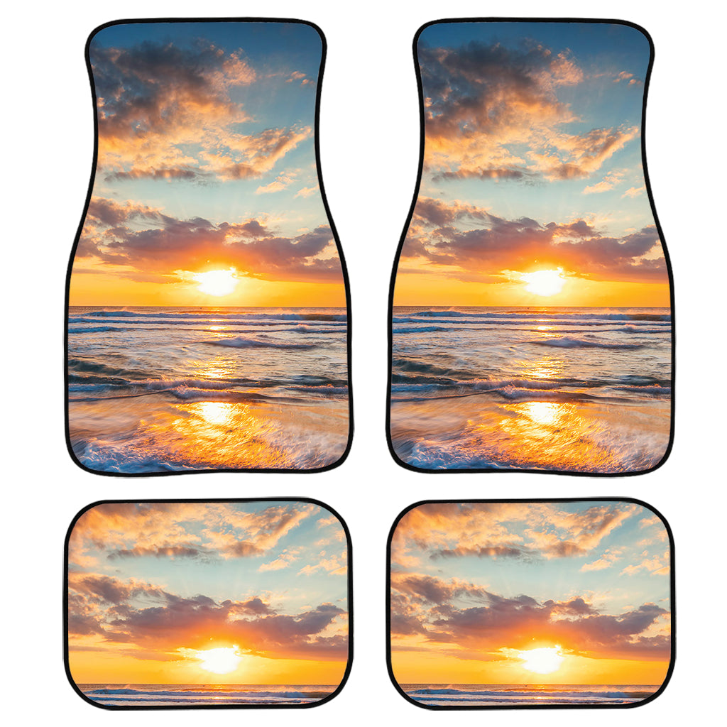 Sunrise Wave Print Front And Back Car Floor Mats, Front Car Mat