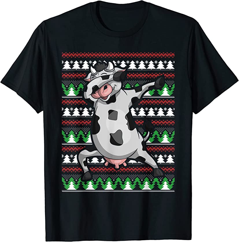 Ugly Christmas Farm Animal Merry Xmas Funny Dabbing Cow T-Shirt