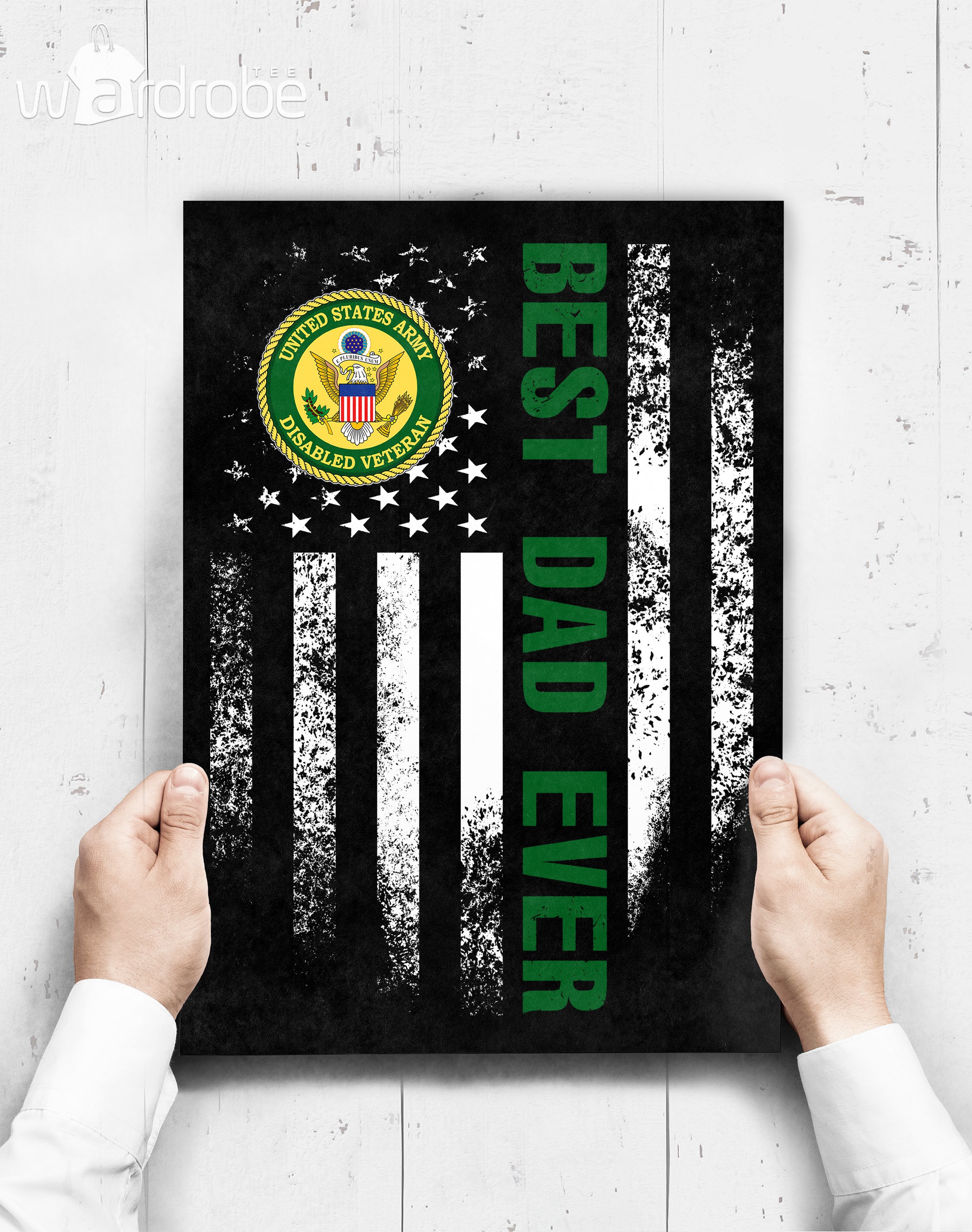 Custom Poster Best Dad Ever United States Army Disabled Veteran – Gift For Dad