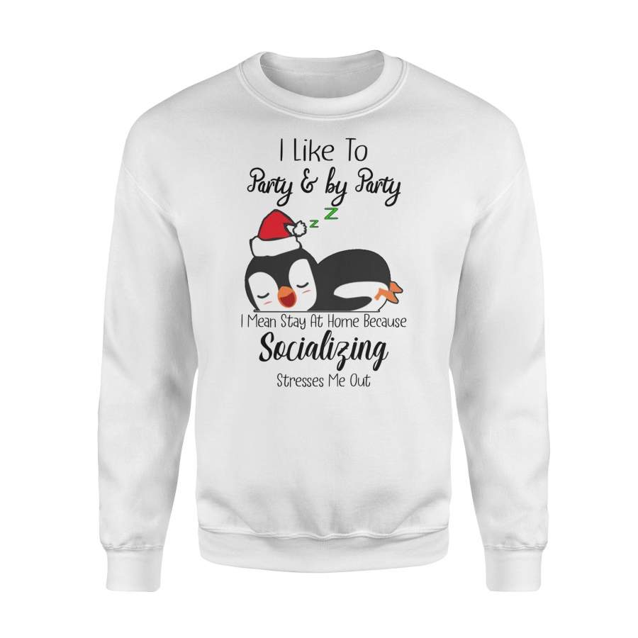 Funny Cute Penguin  I Like To Party By Party –  Fleece Sweatshirt