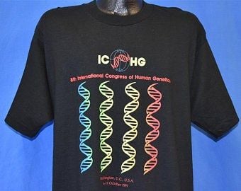 90s International Congress Human Genetics 1991 Ichg Dna T-shirt Extra  Vintage Tee 6842