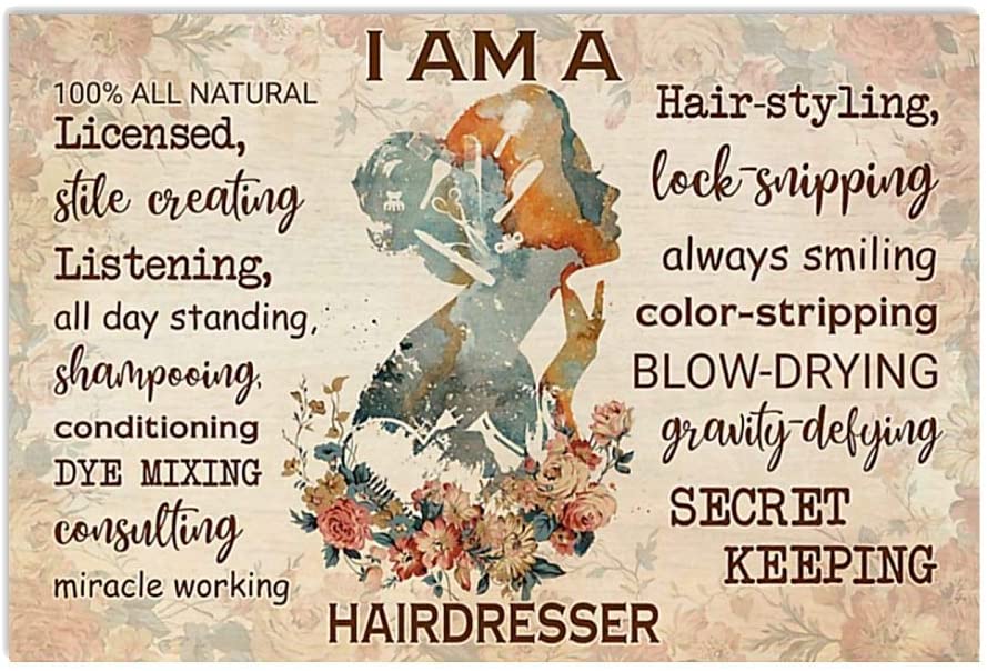 Vintage Hairdresser 100 All Natural Secret Keeping Lock Snipping Poster Art Print      Home Decor Gift For Men Women Family Frd On Birthday Xmas