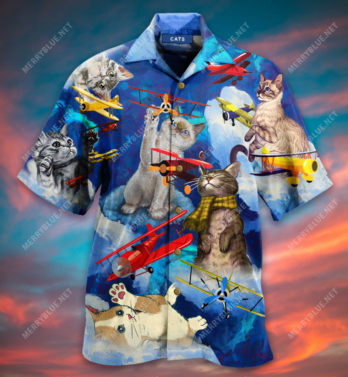 Cats Catching Airplanes Hawaiian Shirt Ha65332