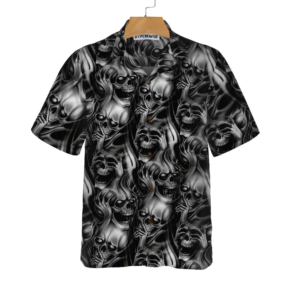 Evil Skull Tattoo Hawaii Horror Shirt Black For Men And Women Ha14683