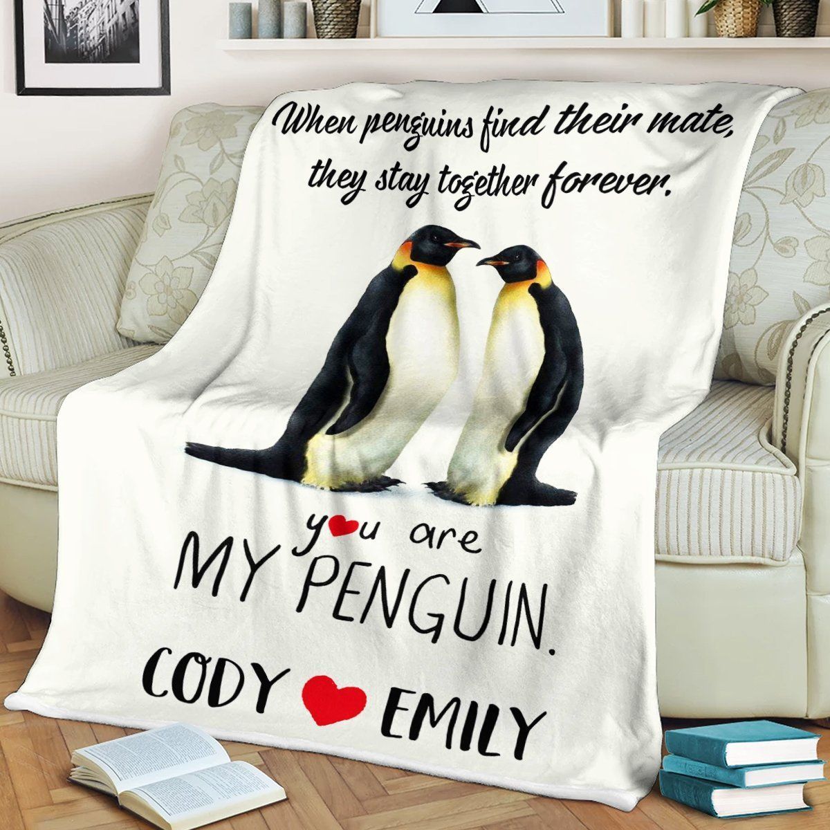 You Are My Penguin Cody And Emily Custom Text Name Number Fleece Blanket