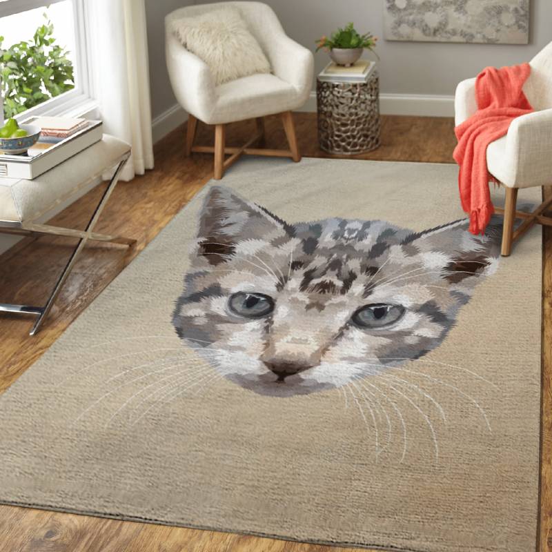 kitten on geometric art  – animals Area Rug Carpet