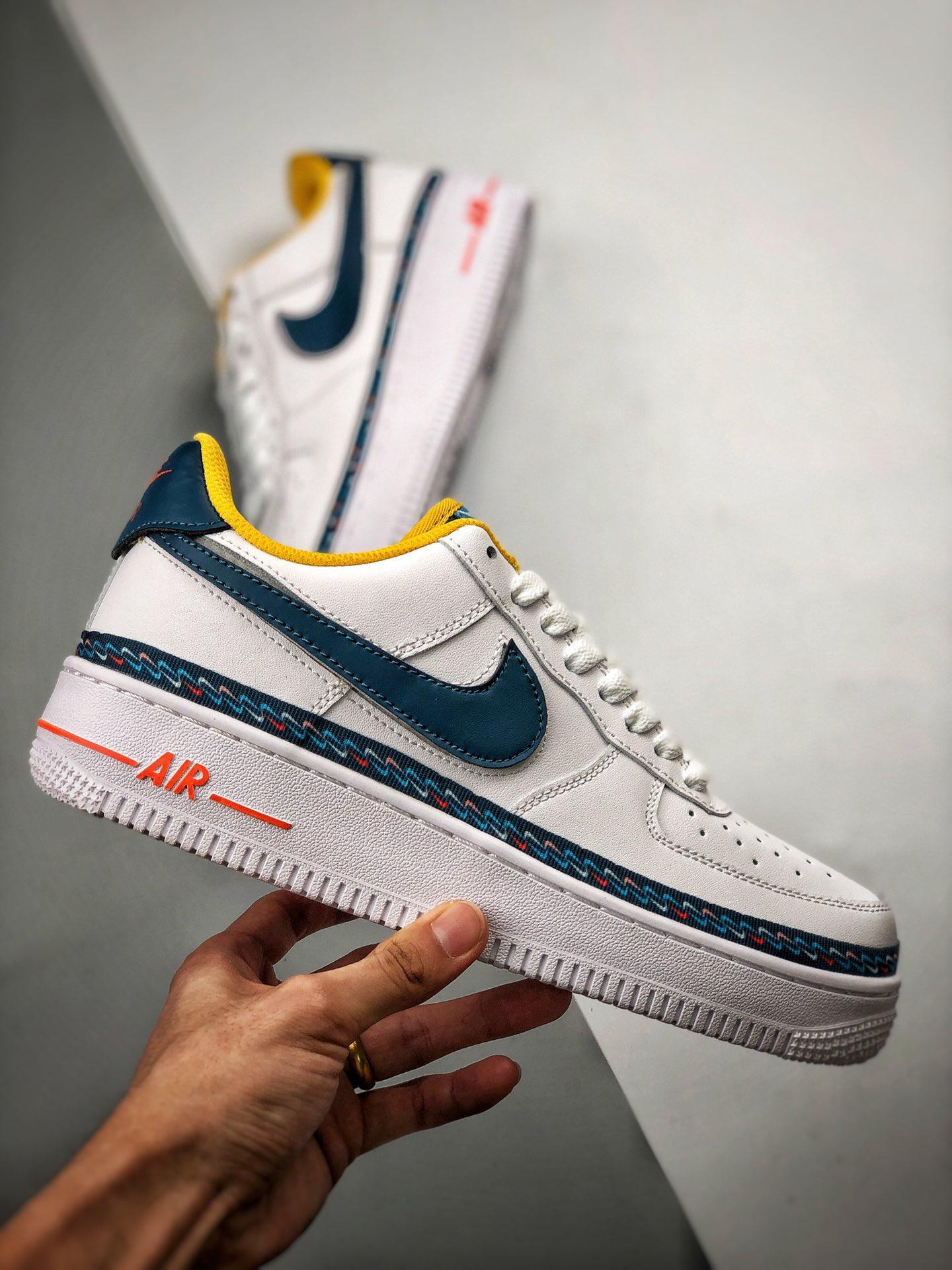 Nike Air Force 1 Low ‘Swoosh Chain’ White Blue Orange 5340474