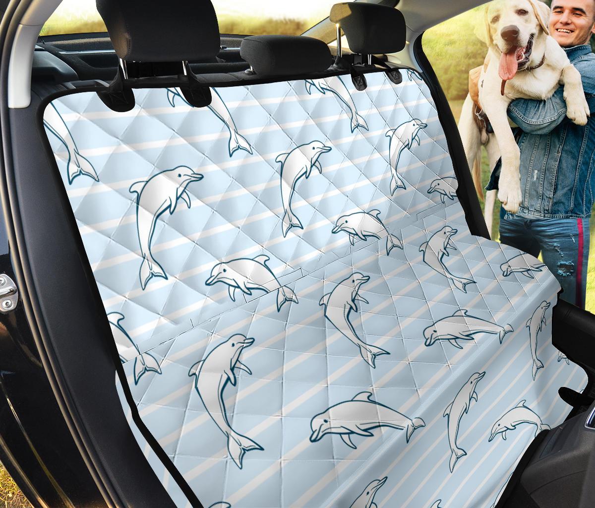 Dolphin Blue Striped Background Dog Car Seat Covers