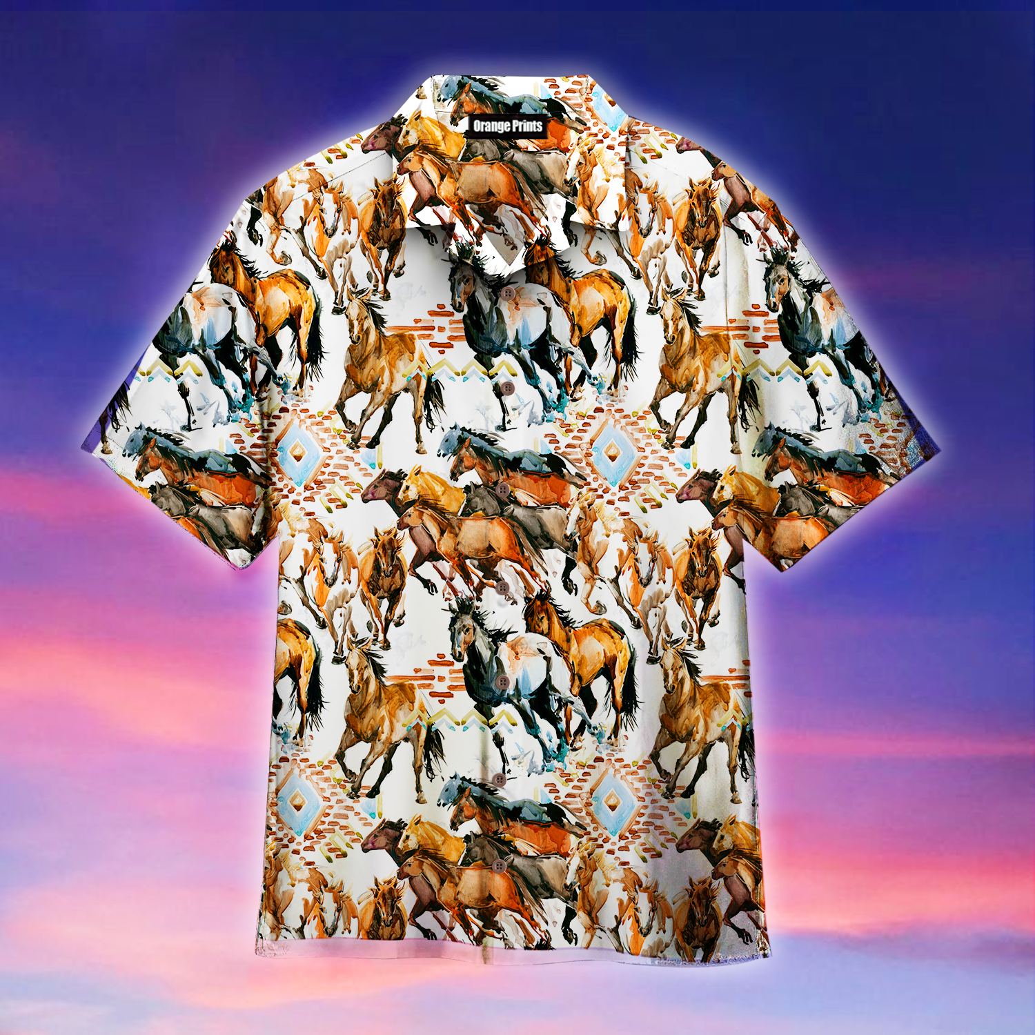 Running Wild Horse With Tribal Texture Hawaii Shirt For Men Women Ha82055