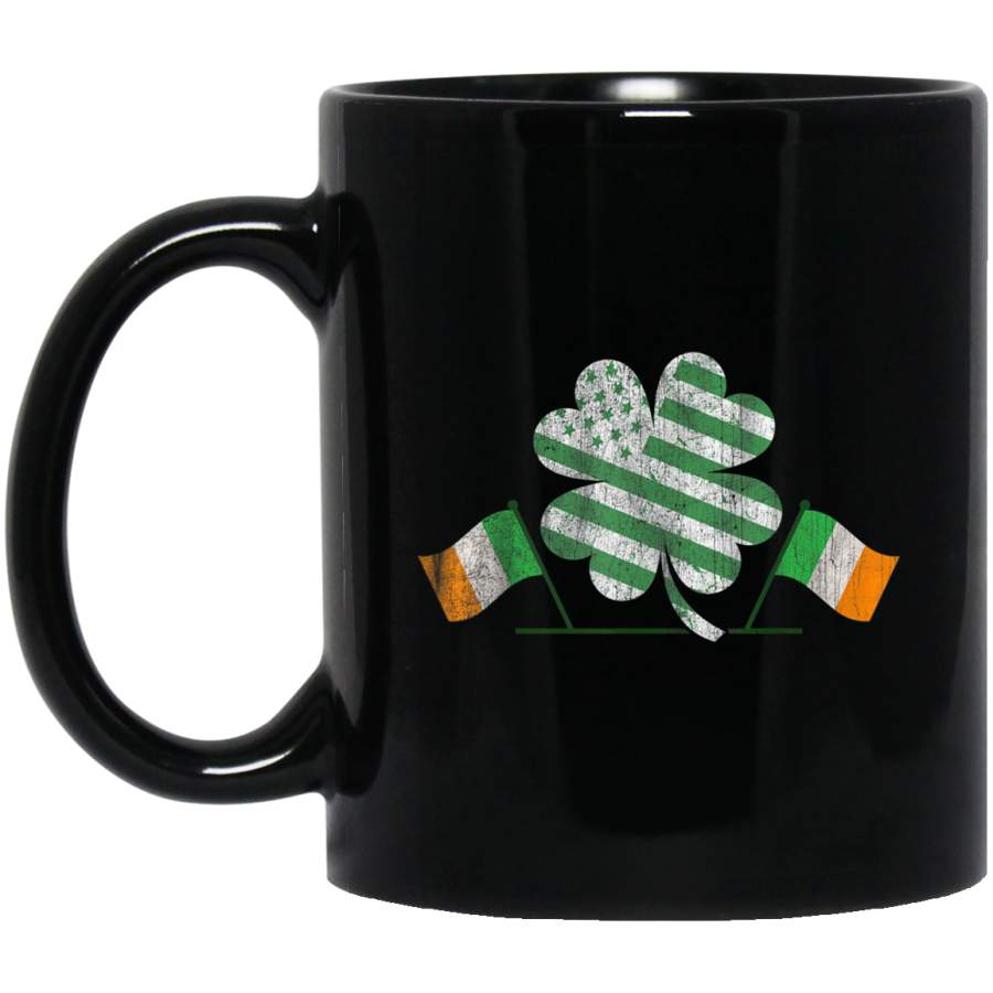 Irish US Flag Ireland Vintage Shamrock St Patricks Day Gift Mug