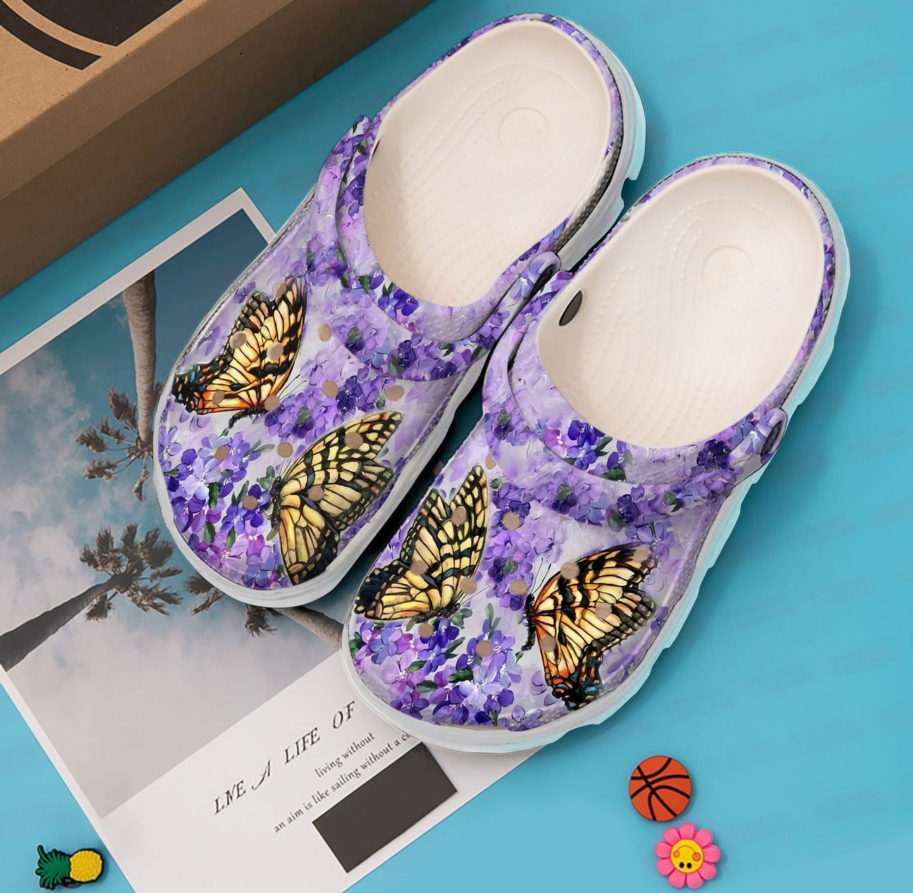 Butterfly Personalized Clog, Custom Name, Text, Color, Number Fashion Style For Women, Men, Kid, Print 3D Purple And Butterfly