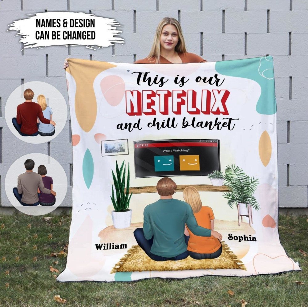 Netflix And Chill Personalized Couple Blanket