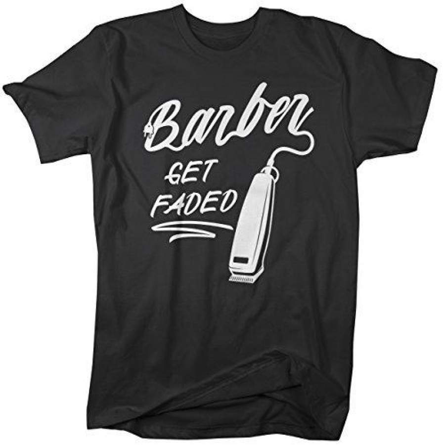 Men’s Barber T-Shirt Get Faded Vintage Tee Clippers Barbers Shirt