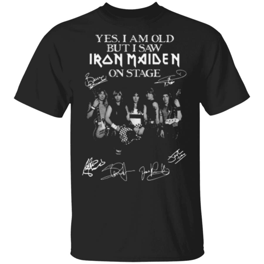 Signatures Yes I Am Old But I Waw Iron Maiden On Stage Trending T-Shirt