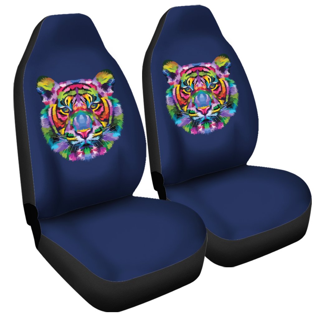 Colorful Tiger Portrait Print Universal Fit Car Seat Covers