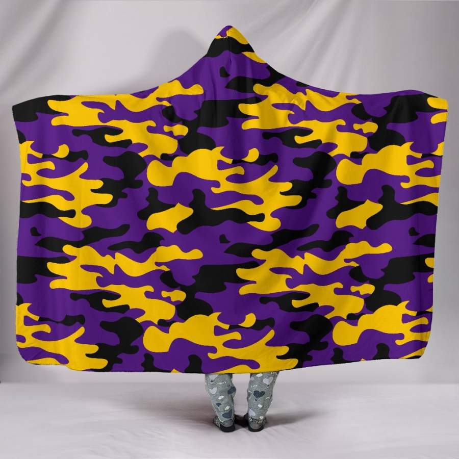 Minnesota Vikings Inspired Hoodie Blanket Camo Snuggie Wrap Blanket Throw Gift Pro Football