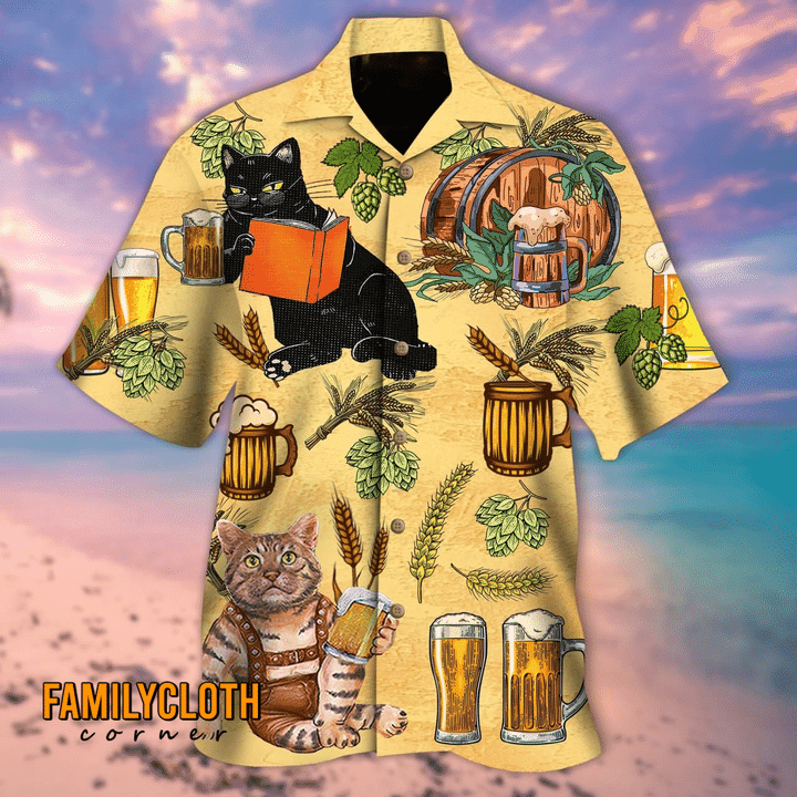 Cat And Beer Hawaiian Shirt Ha19025