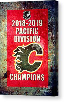 Calgary Flames Banners Steven Parker Canvas Print