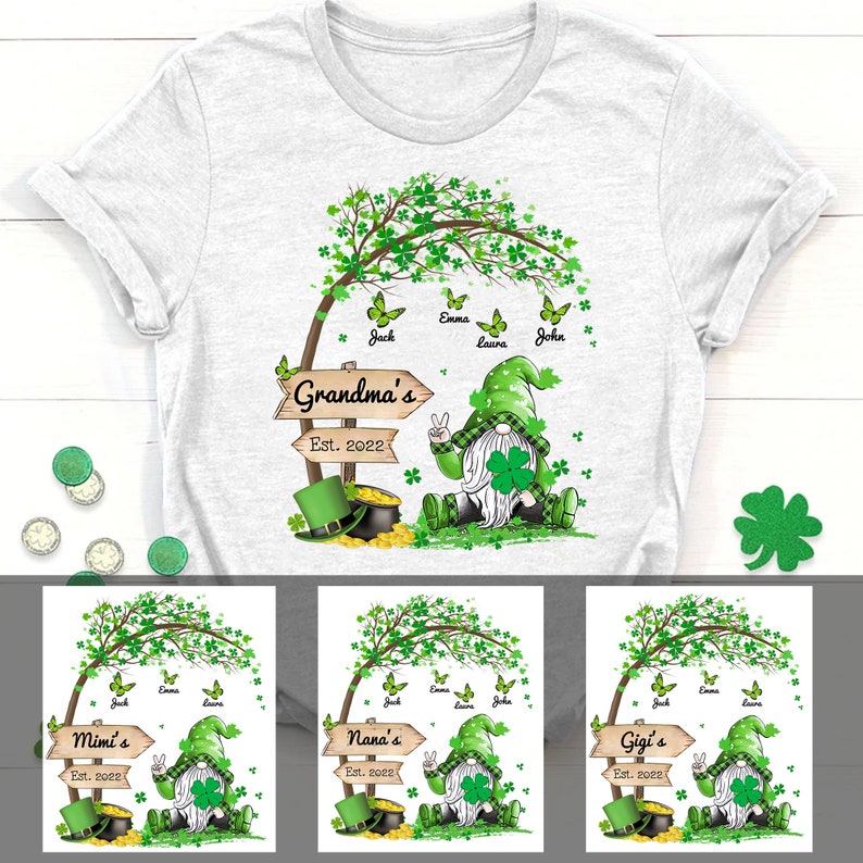 Personalized Grandma St Patrick’S Day Shirt, Family St Patricks Day Gift, Lucky Grandma Shirt, St Patrick’S Day Shirt For Grandma