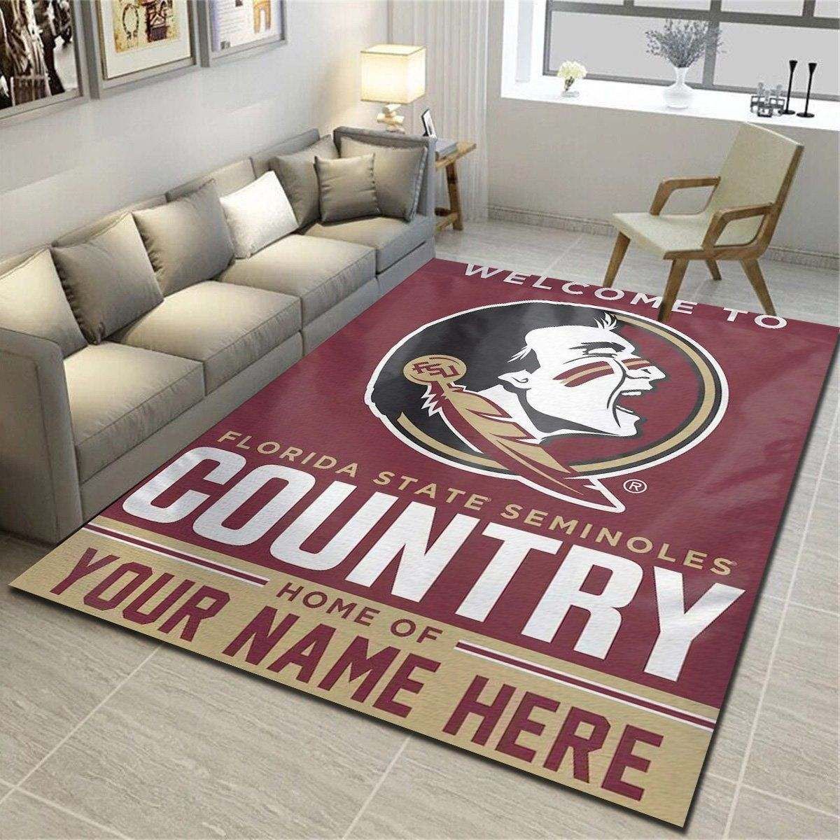 Florida State Seminoles Personalized Rug, Living Room Bedroom Carpet, Customized Floor Decor