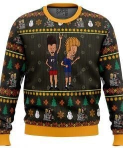 Beavis And Butthead Rock On For Unisex Ugly Christmas Sweater, All Over Print Sweatshirt