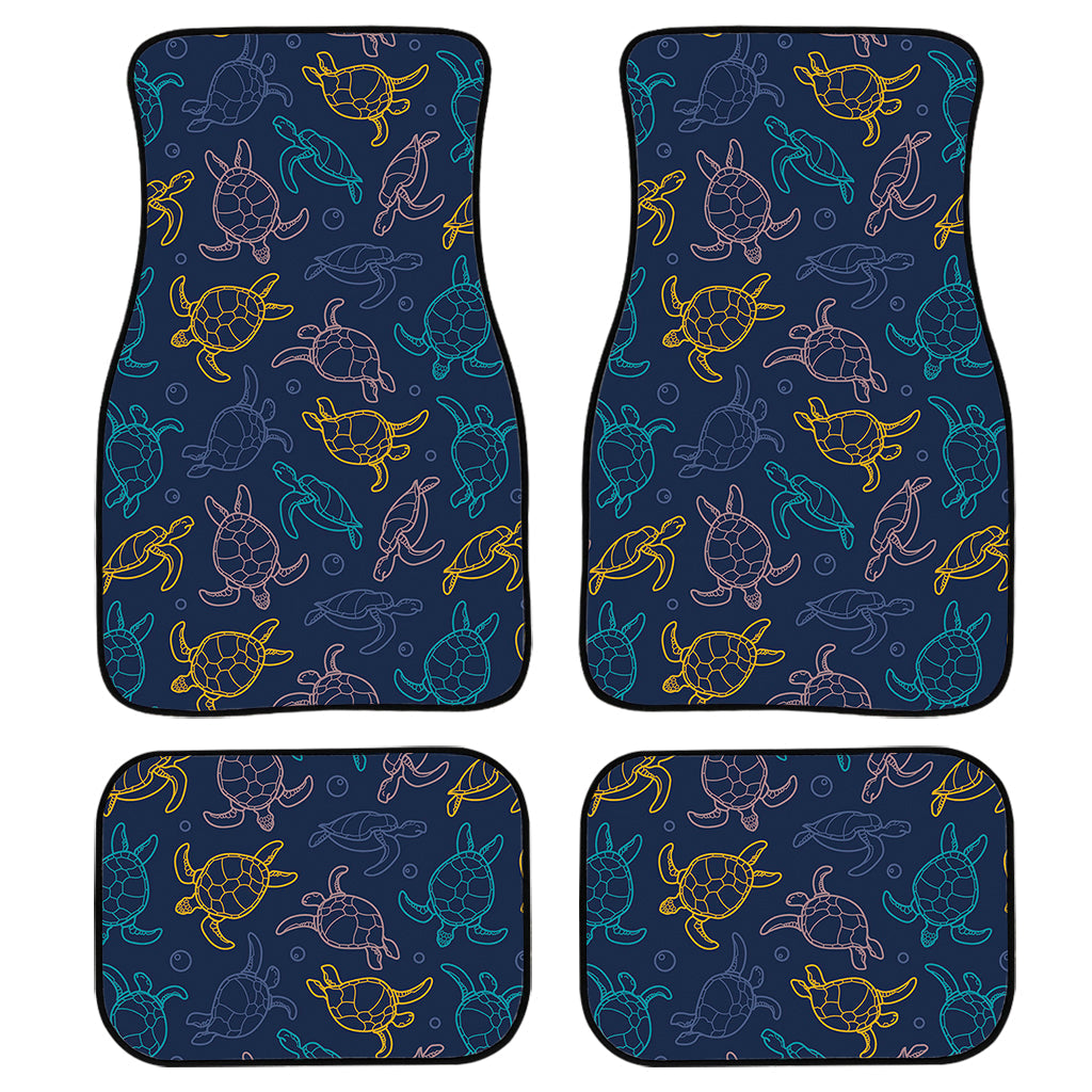 Cute Sea Turtle Pattern Print Front And Back Car Floor Mats, Front Car Mat