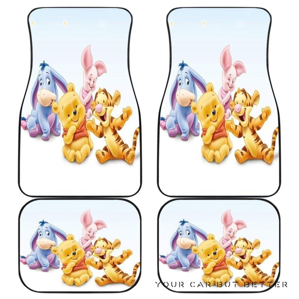 Pooh And Friends Funny Friendship In White Theme Car Floor Mats 173218 Personalized Car Seat Floor Mat Custom Print