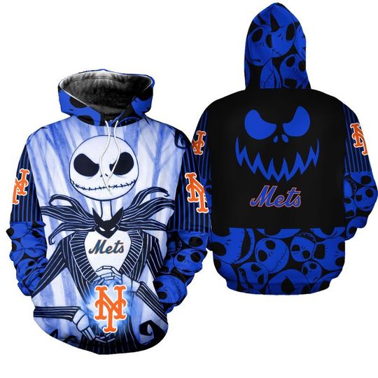 Waybackapparel New York Mets Jack Skellington Halloween 3D All Over Print