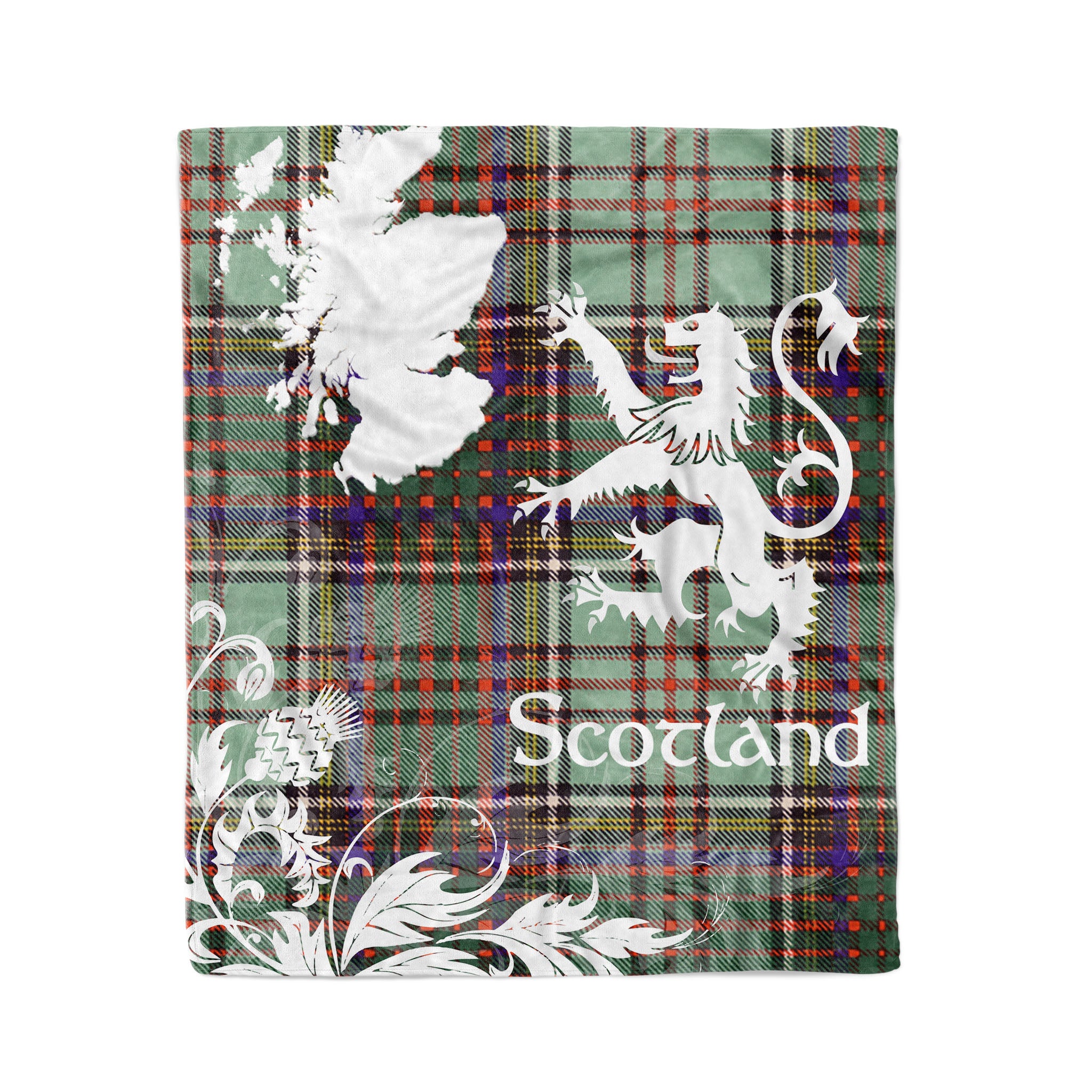 Tartan Plaid Fleece Blanket Tartan Blanket Thistle And Lion Scottish Clan Macandrew Plaid Blanket