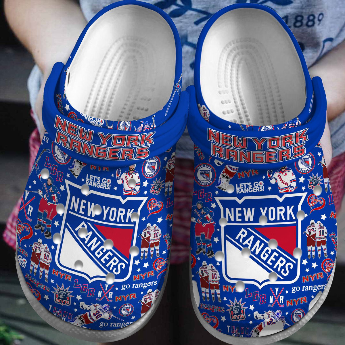 New York Rangers NHL Sport Crocss Crocband Clogs Shoes Comfortable For Men Women and Kids