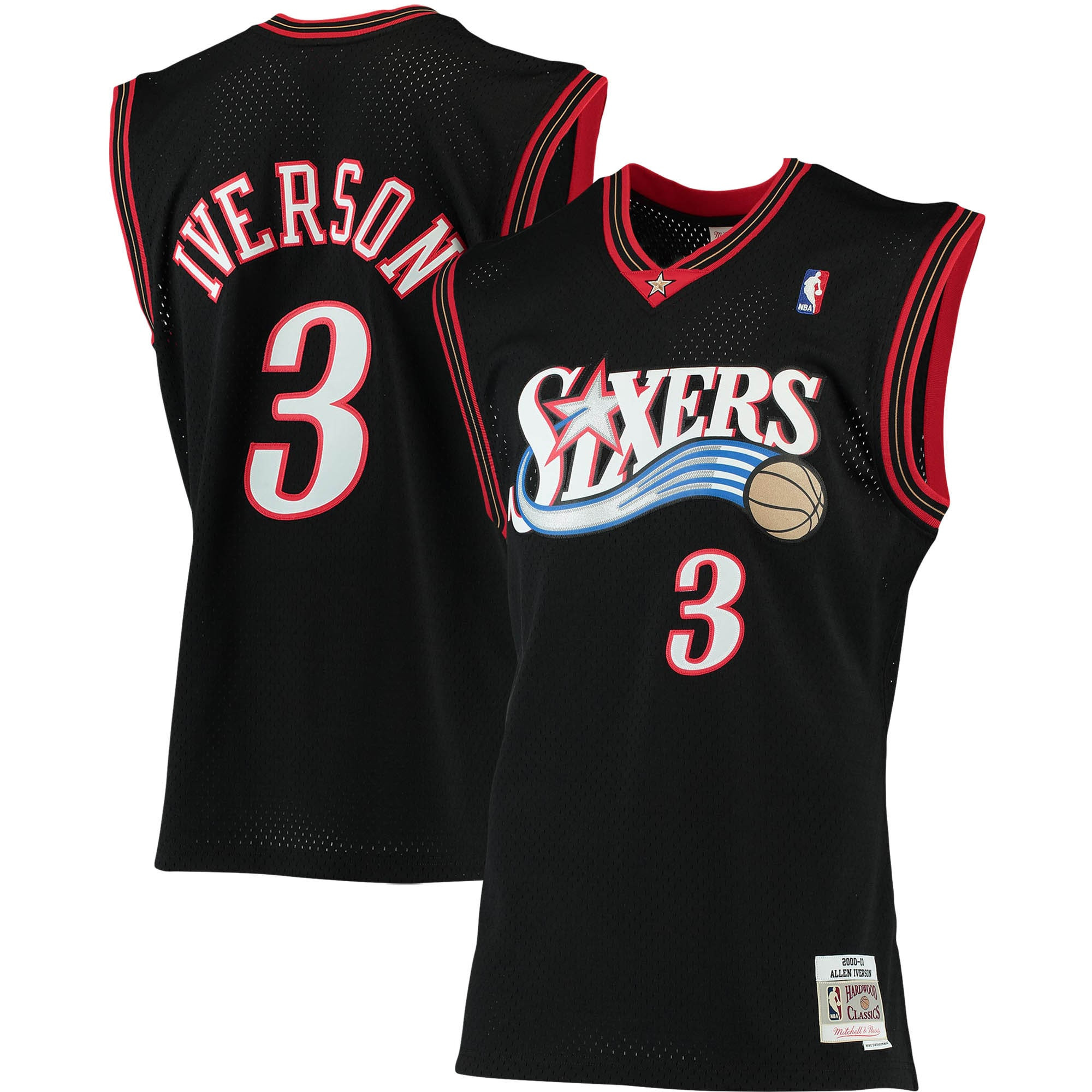 Allen Iverson Philadelphia 76ers Mitchell And Ness Big And Tall Hardwood Classics Jersey Black NBA