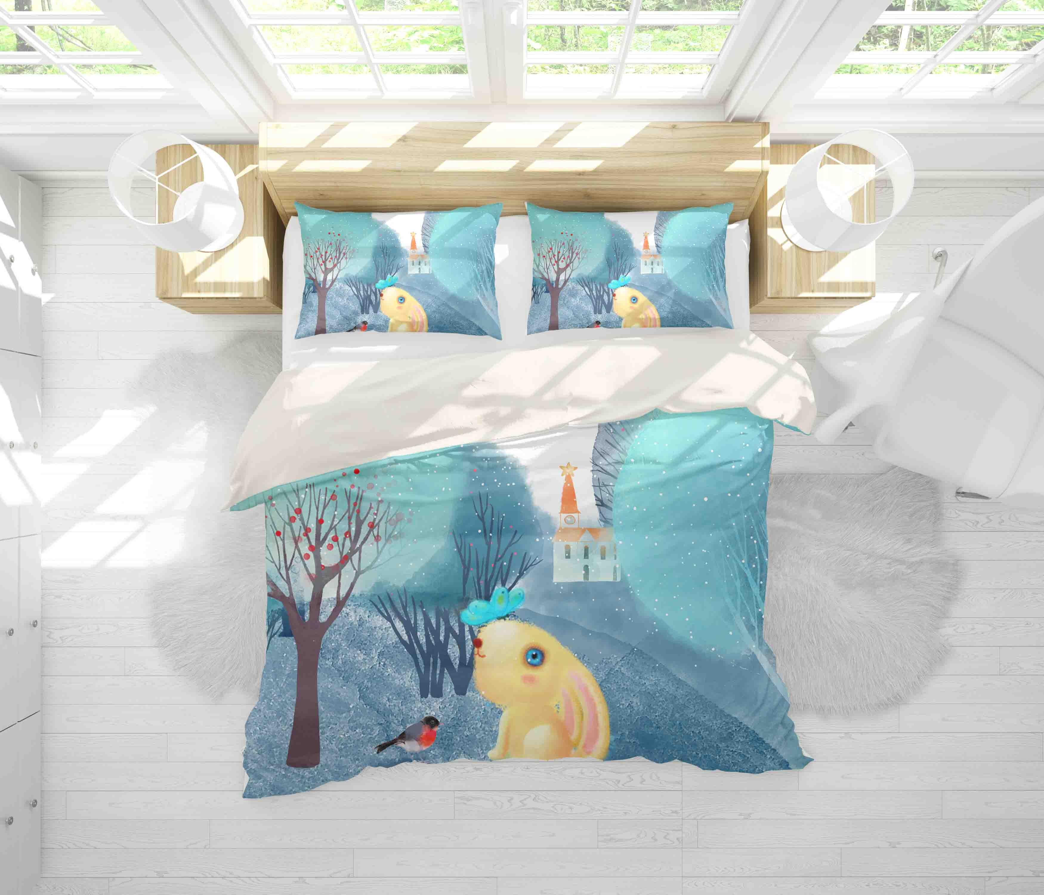 3D House Tree Rabbit Bird Quilt Cover Set Bedding Set Pillowcases 92