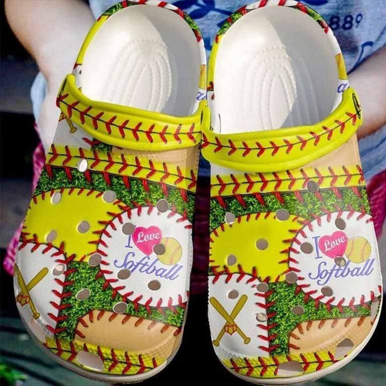 Suture Ball I Love Softball Clogs Shoes For Birthday Christmas